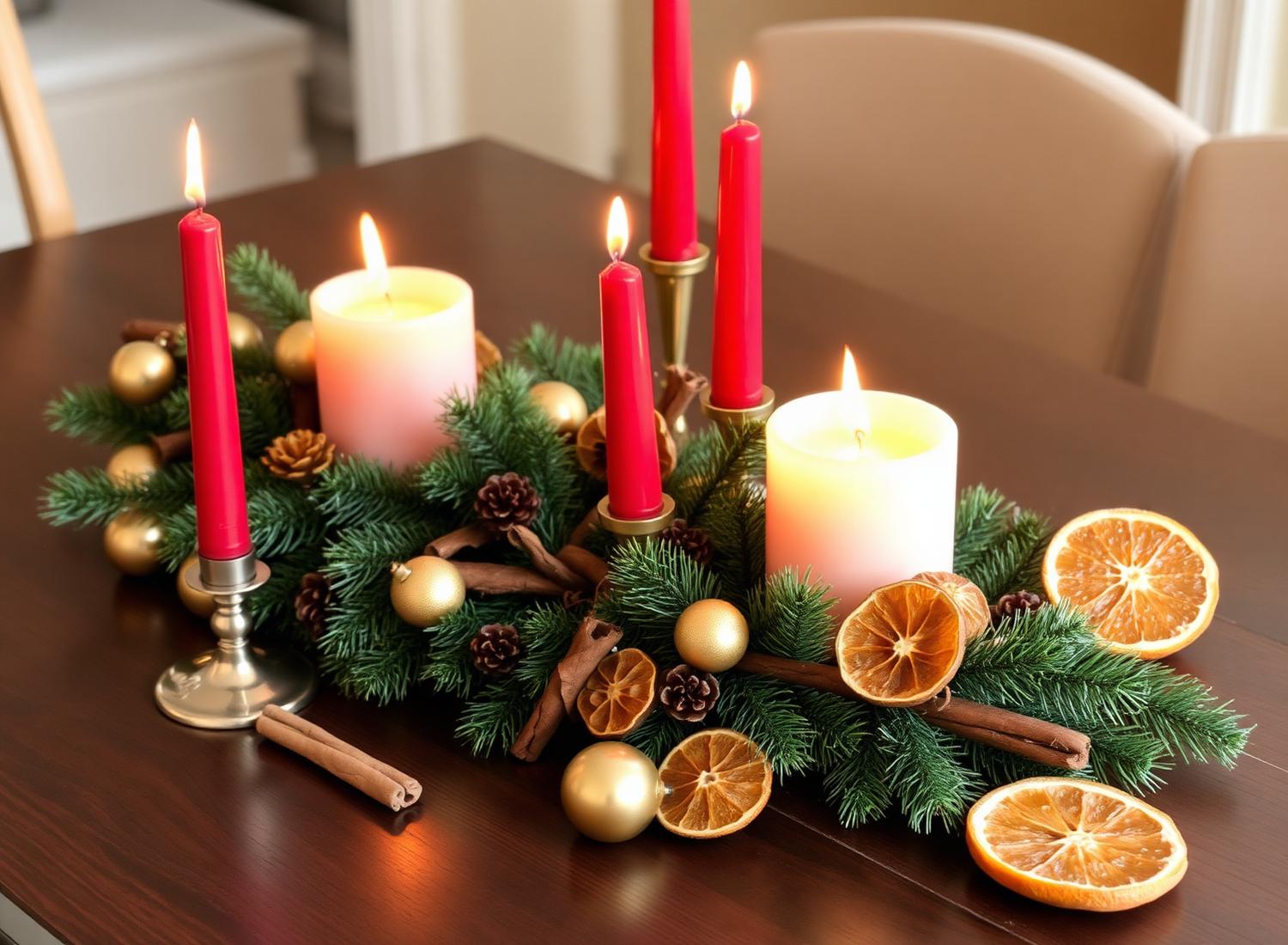 Holiday candle with pine and cinnamon